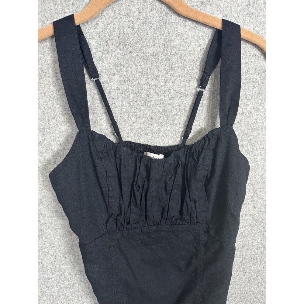 Abercrombie & Fitch XS Bodysuit Black Thong Tank Top Ruched Womens Snap - Picture 16 of 16